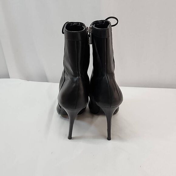 Michael Kors Size 8 Women's Black Leather Bow Ankle Booties Pointy Toe High Heel - Picture 4 of 9